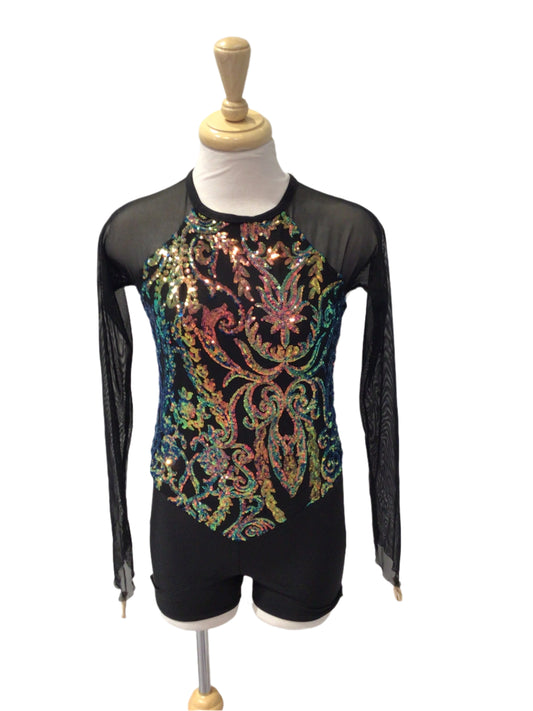 Black Long Sleeve Iridescent Biketard