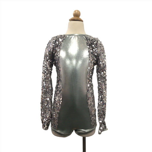 Silver Long Sleeve Biketard