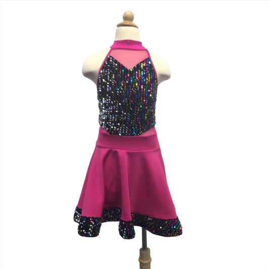 Rainbow Sequin Pink Dress