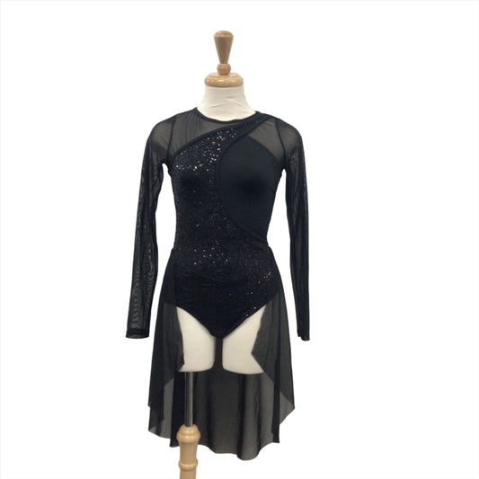 Black Mesh Sleeve Jazz Dress
