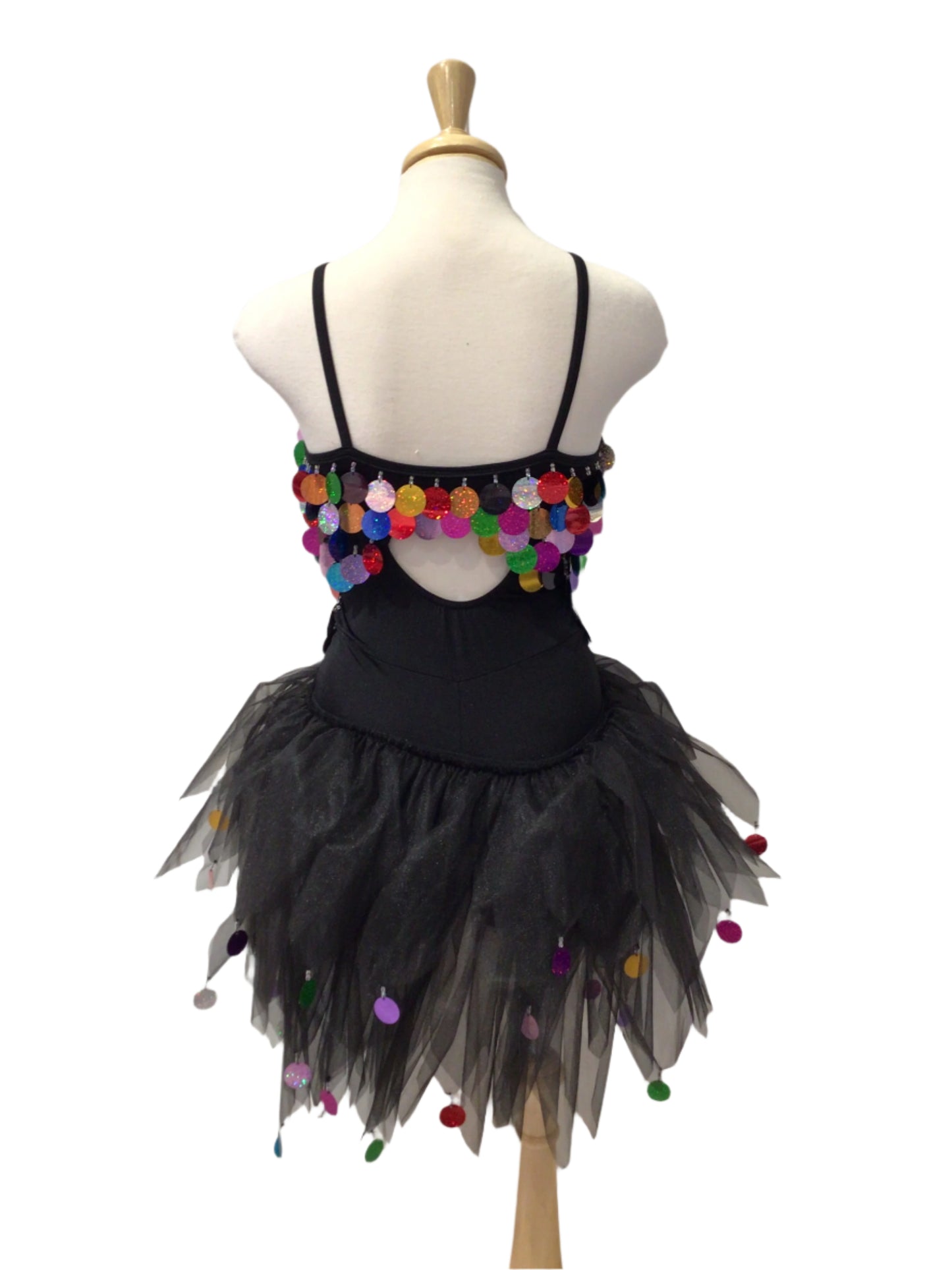 Rainbow Sequin Biketard with Half Tutu