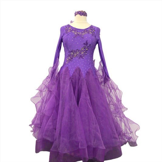 Purple floral ballroom dress