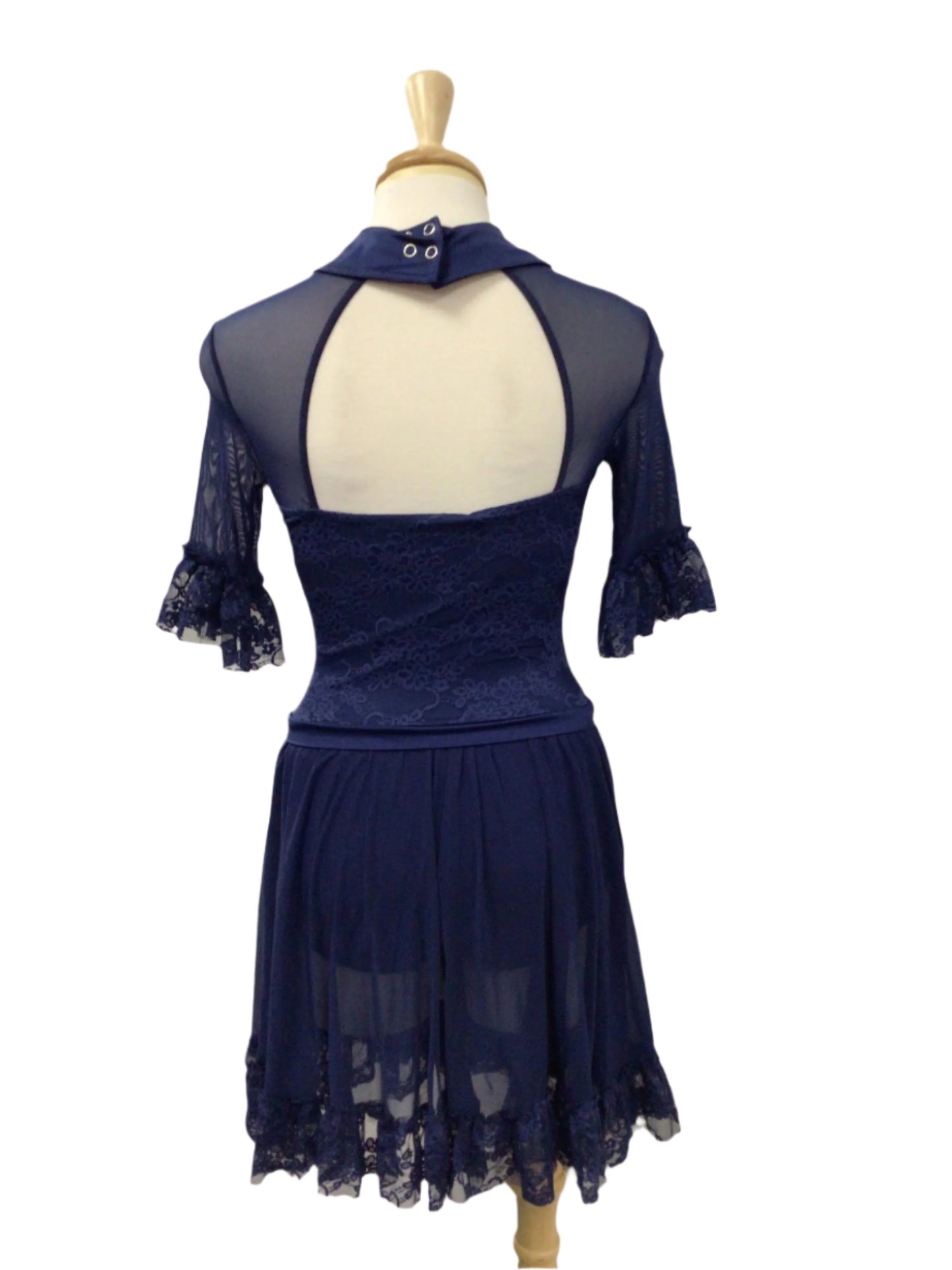 Navy Blue Short Sleeve Ballet Dress