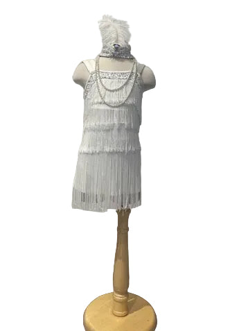 White Fringe Flapper Dress