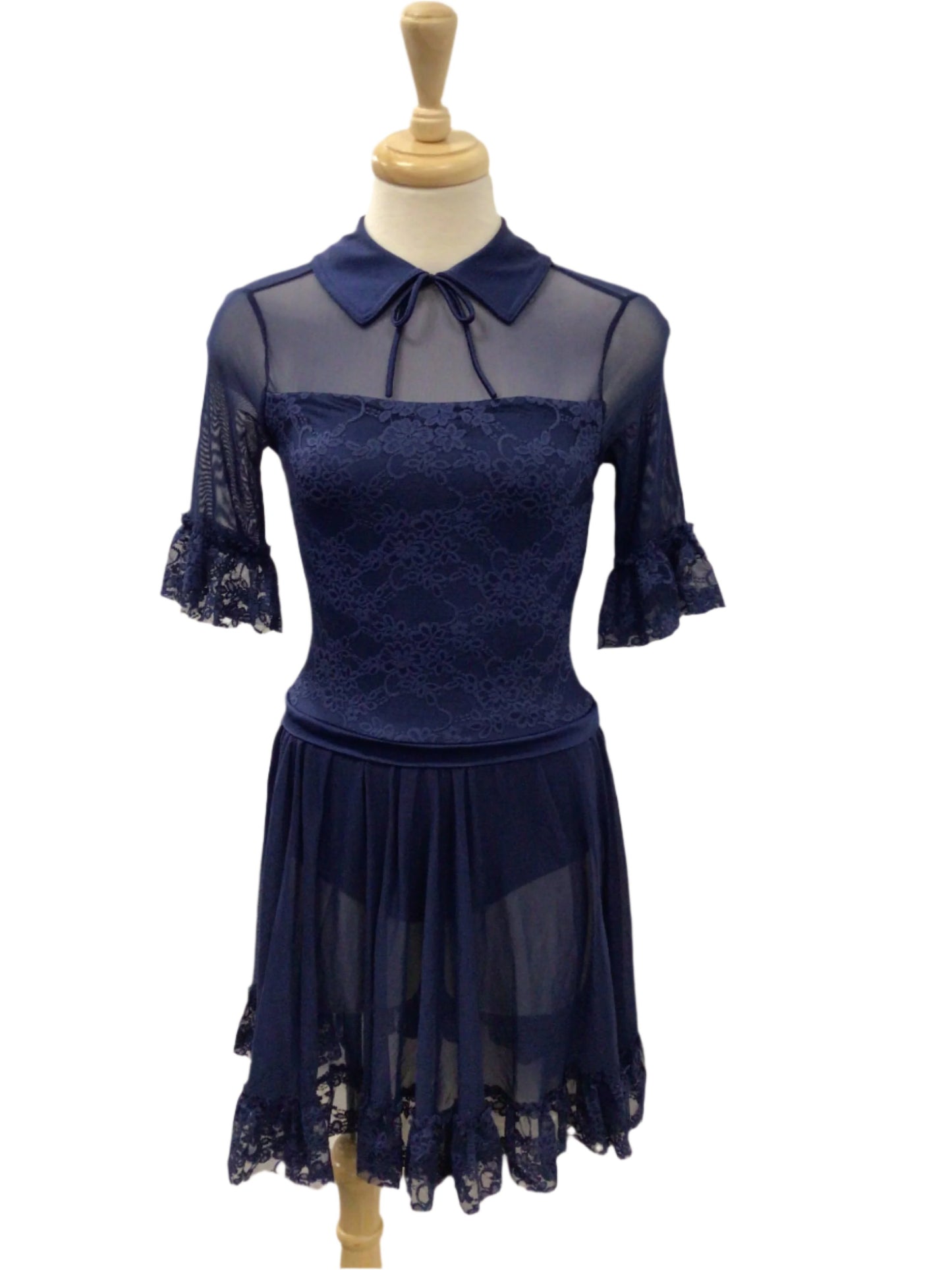 Navy Blue Short Sleeve Ballet Dress