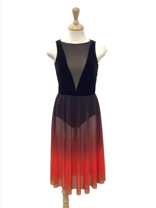 Black and Red Ombre Long Dress