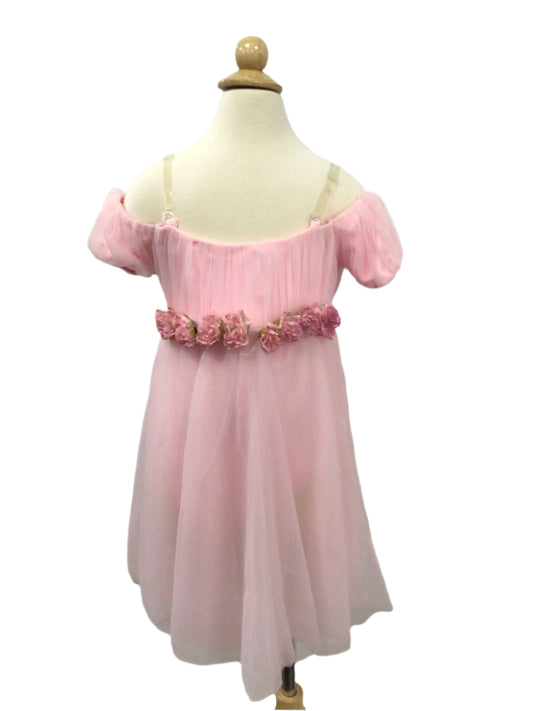 Pink Off the Shoulder  Empire Waist Dress