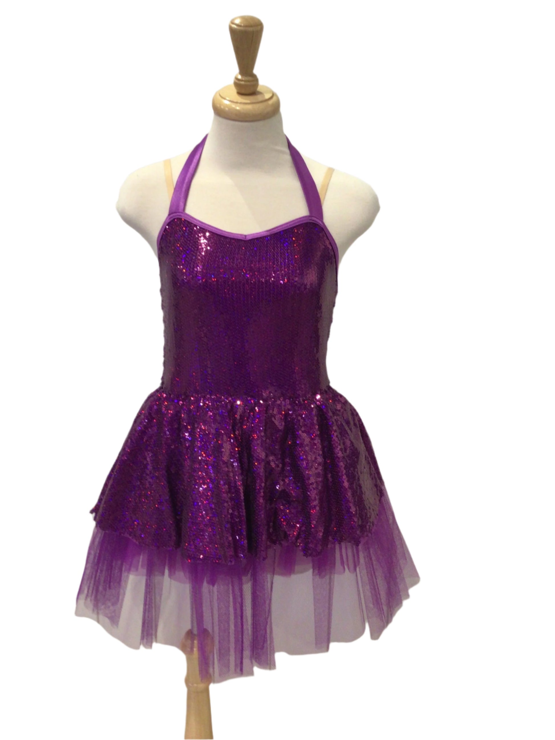 purple sequin dance dress Purple Sequin Ruffle Dress -Weissman Costumes
