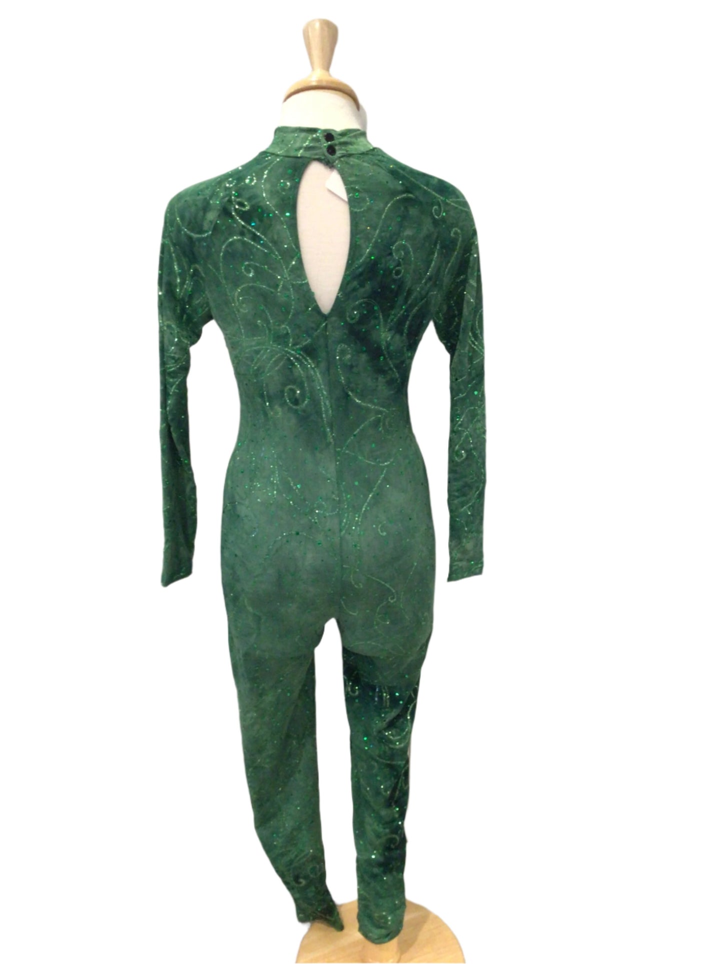 Green Long Sleeve Sparkly Unitard