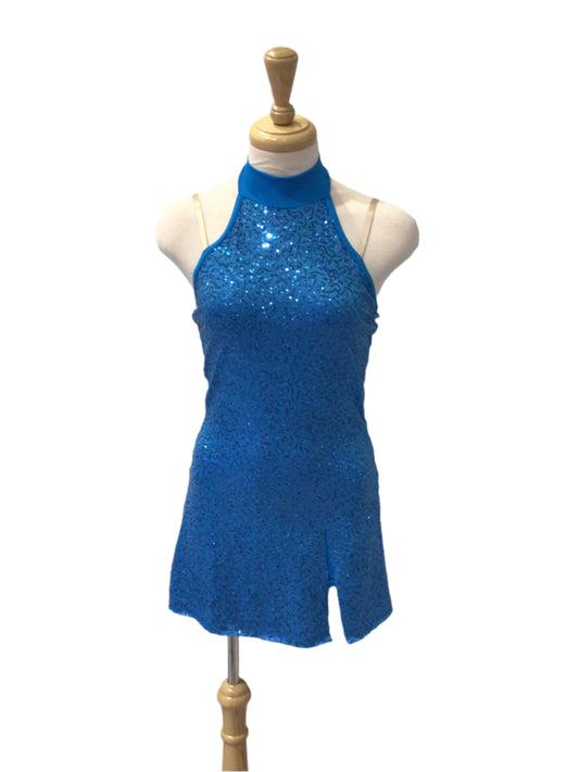 Blue Sparkle Halter Jazz Dress