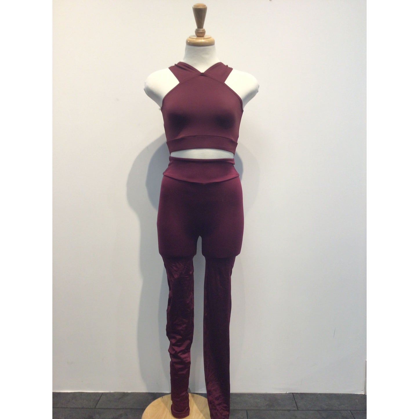Maroon Leggings with Sports Top