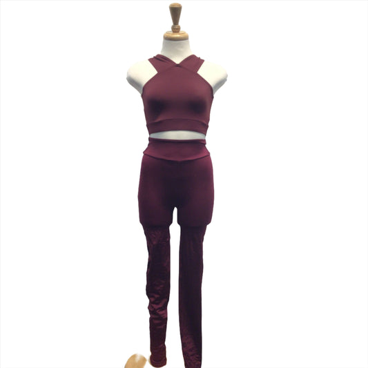 Maroon Leggings with Sports Top