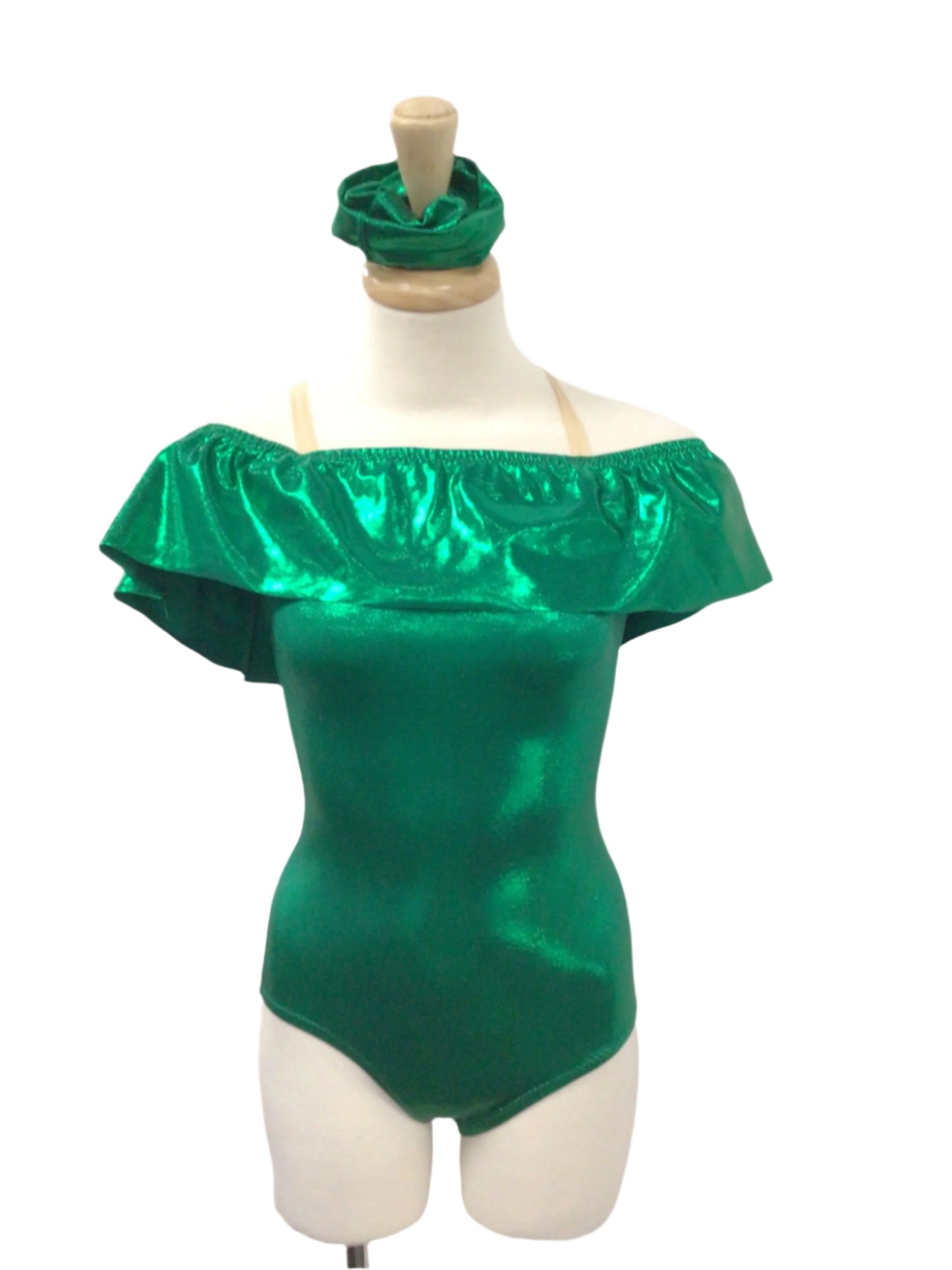 Emerald Green Bodysuit with Ruffle