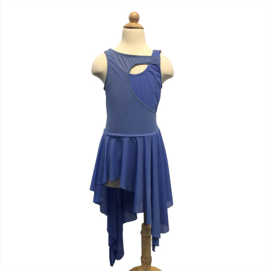 Blue Lyrical Dress with Uneven Hemline