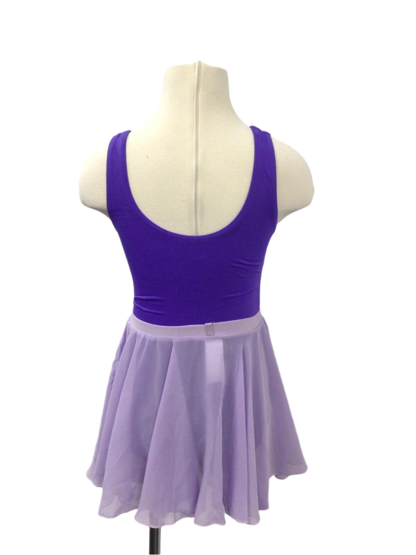 Purple Tank Bodysuit with Mesh Skirt