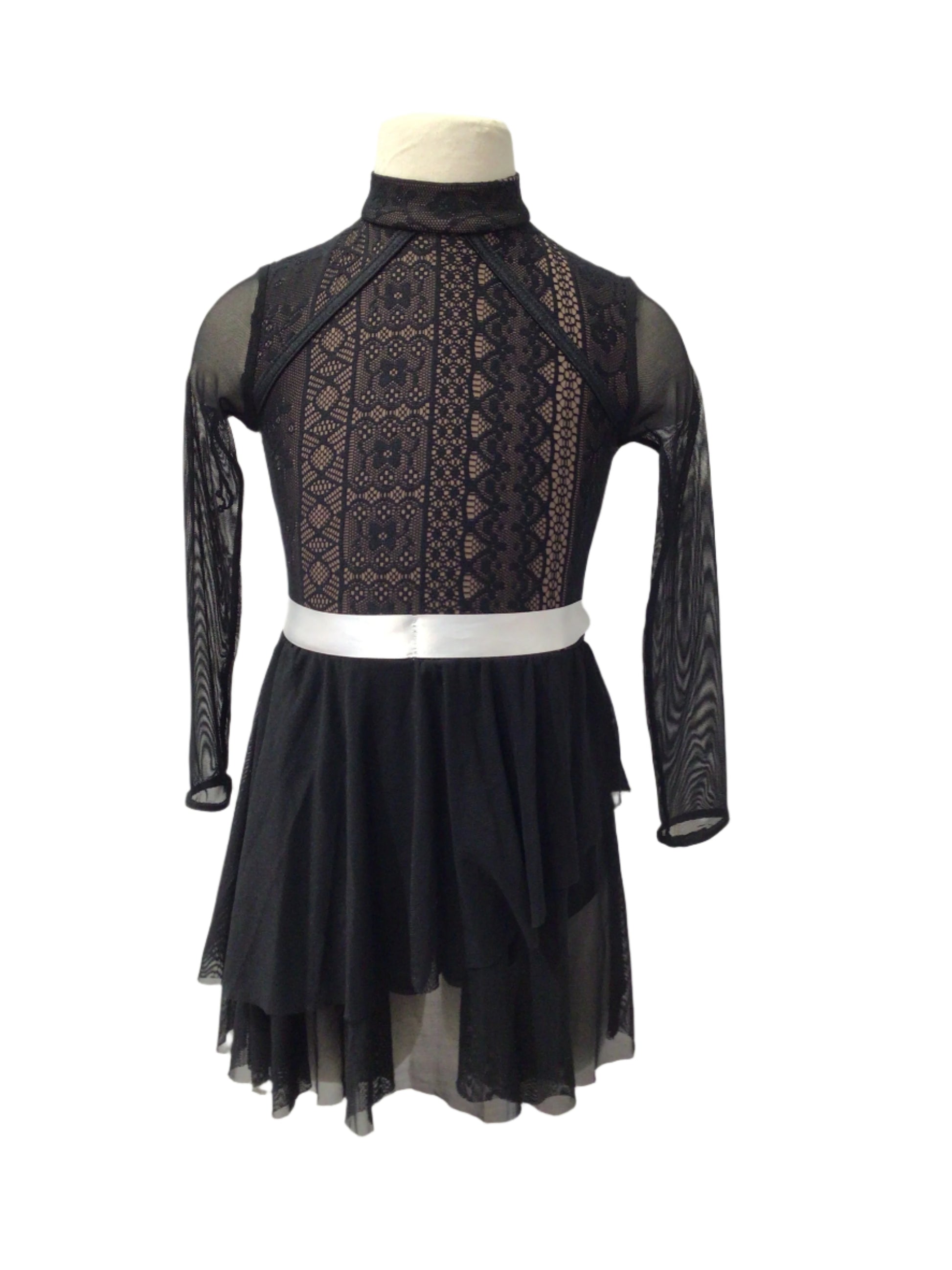 Black Lace Long Sleeve Lyrical Dress STRETCH DANCE LTD. Black Lace Long Sleeve Lyrical Dress STRETCH DANCE LTD.