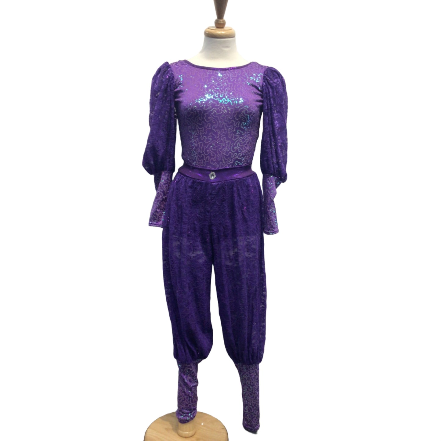 Purple Mesh Longsleeve Jumpsuit