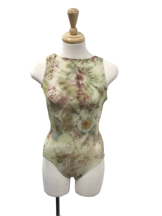 Pale Green Flower Pattern Leotard