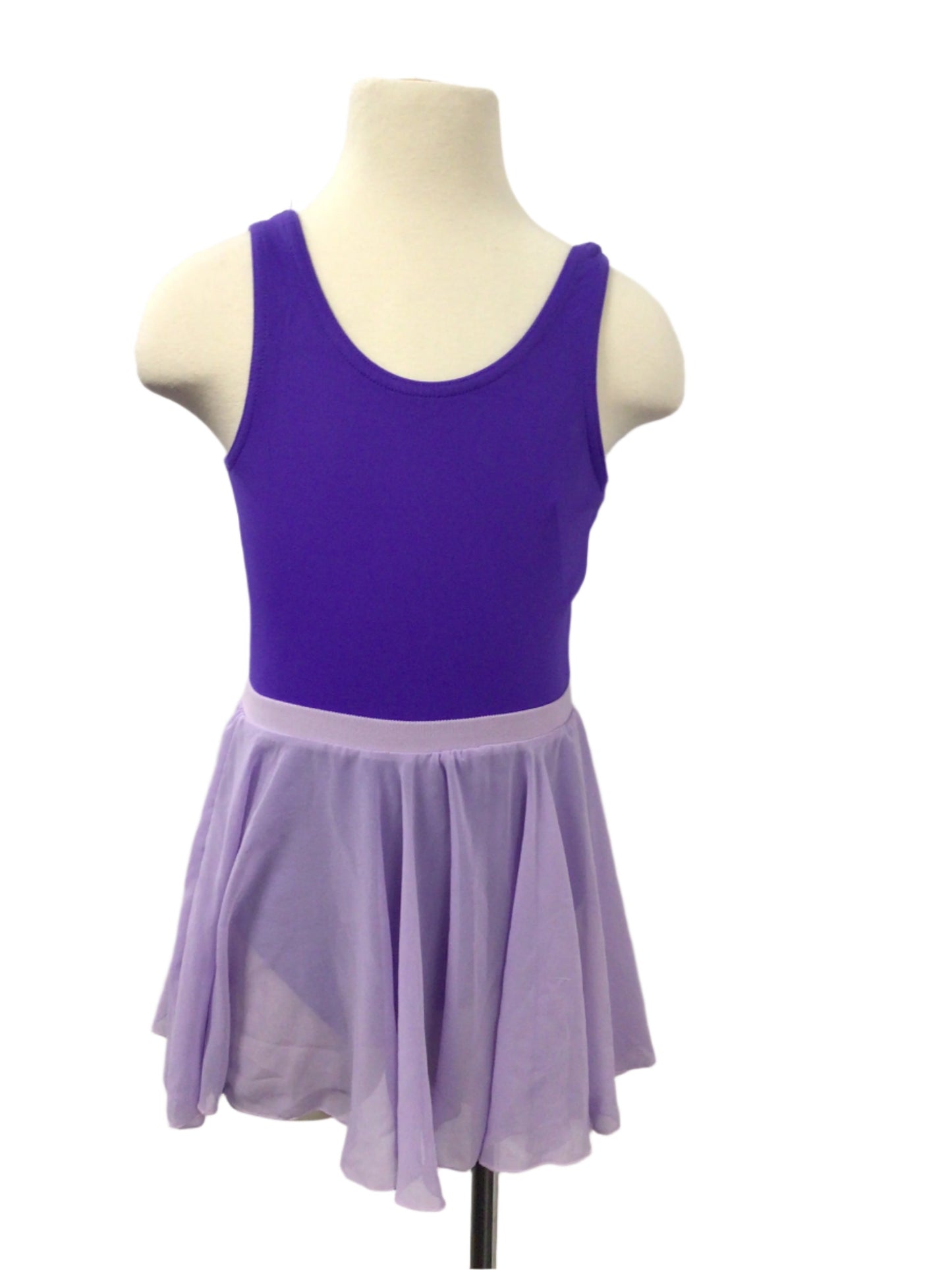 Purple Tank Bodysuit with Mesh Skirt