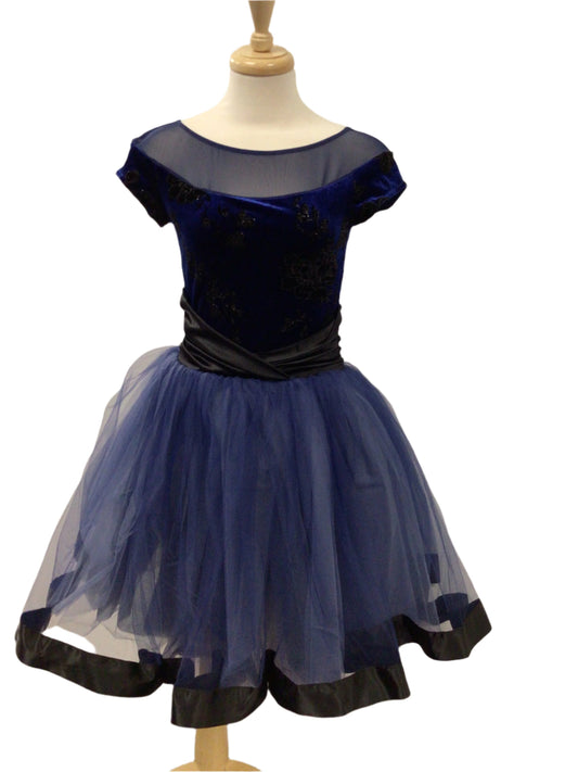 Navy Blue and Black Velvet Romantic Tutu