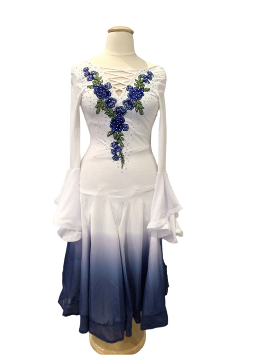 Blue and White Ombre ballroom Dress