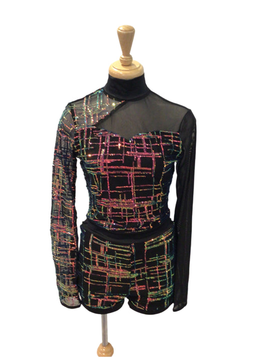 Iridescent Biketard with Long Sleeves