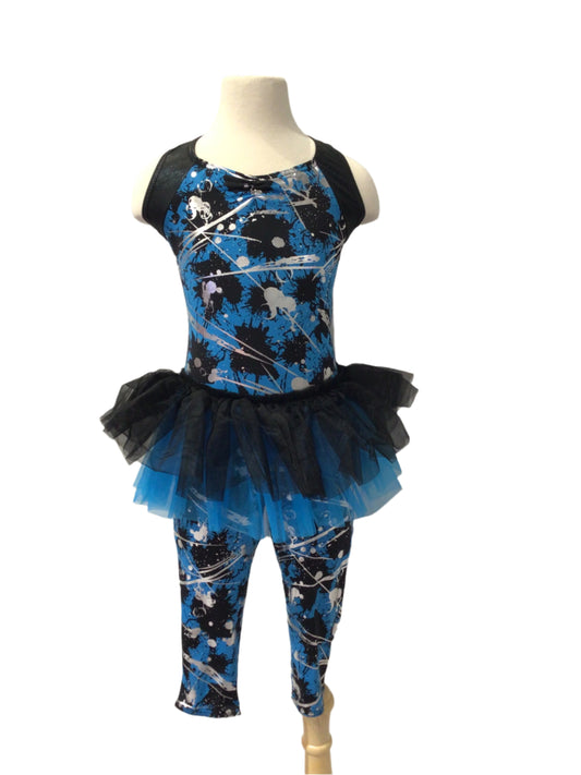 Blue and Black Unitard with Tutu