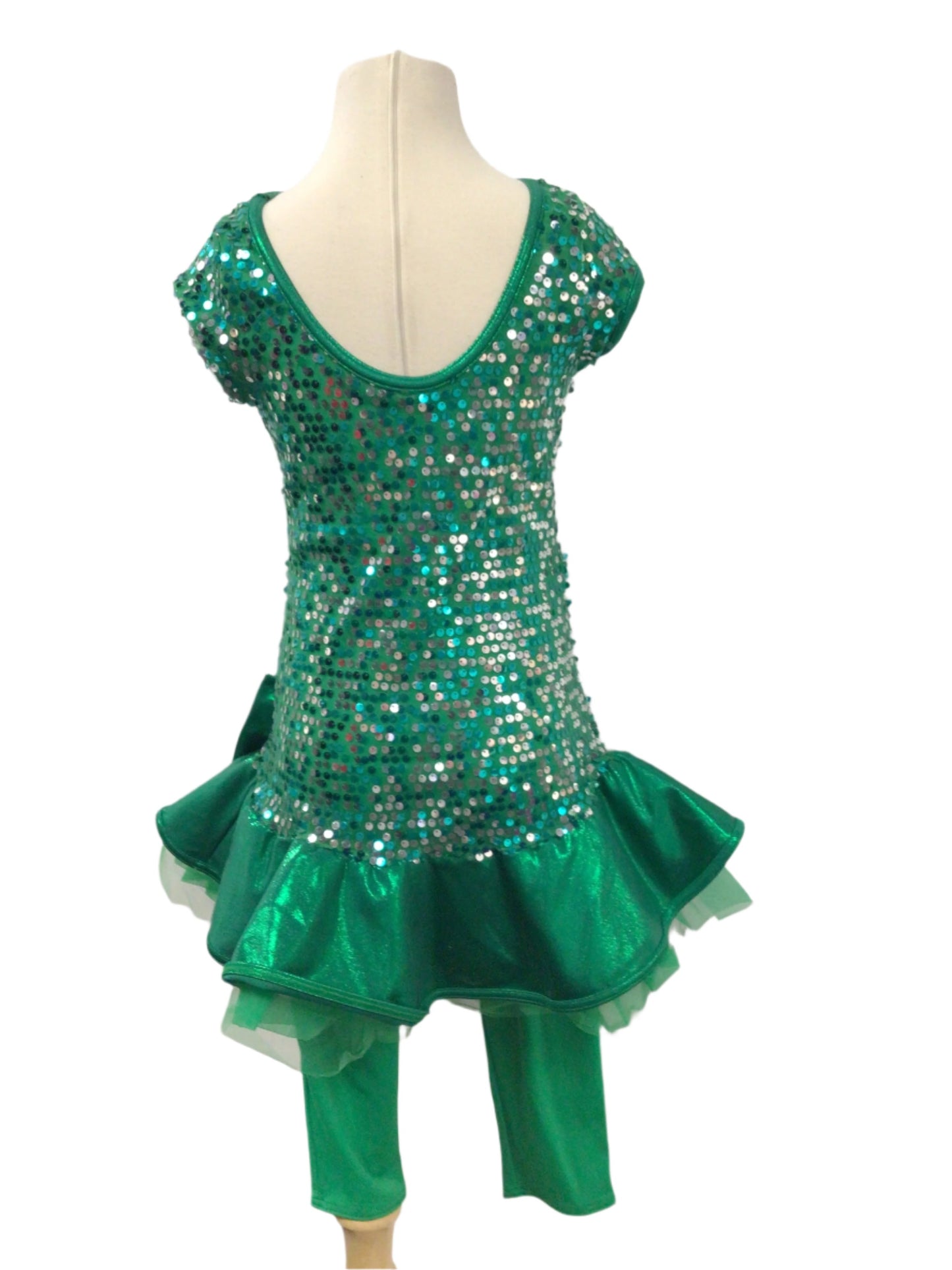 Green Shiny Jazz Dress with Leggings