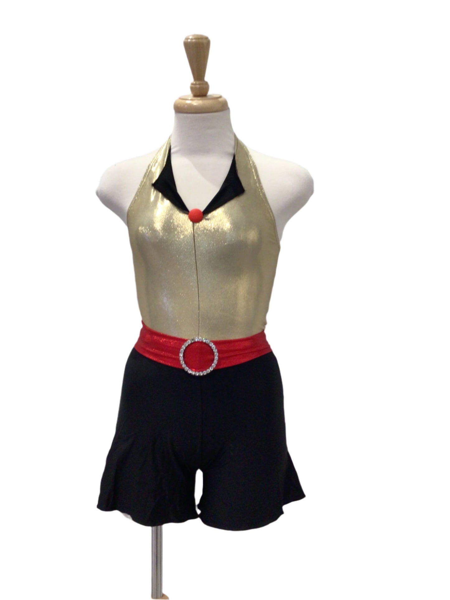 Black and Gold Halter Biketard