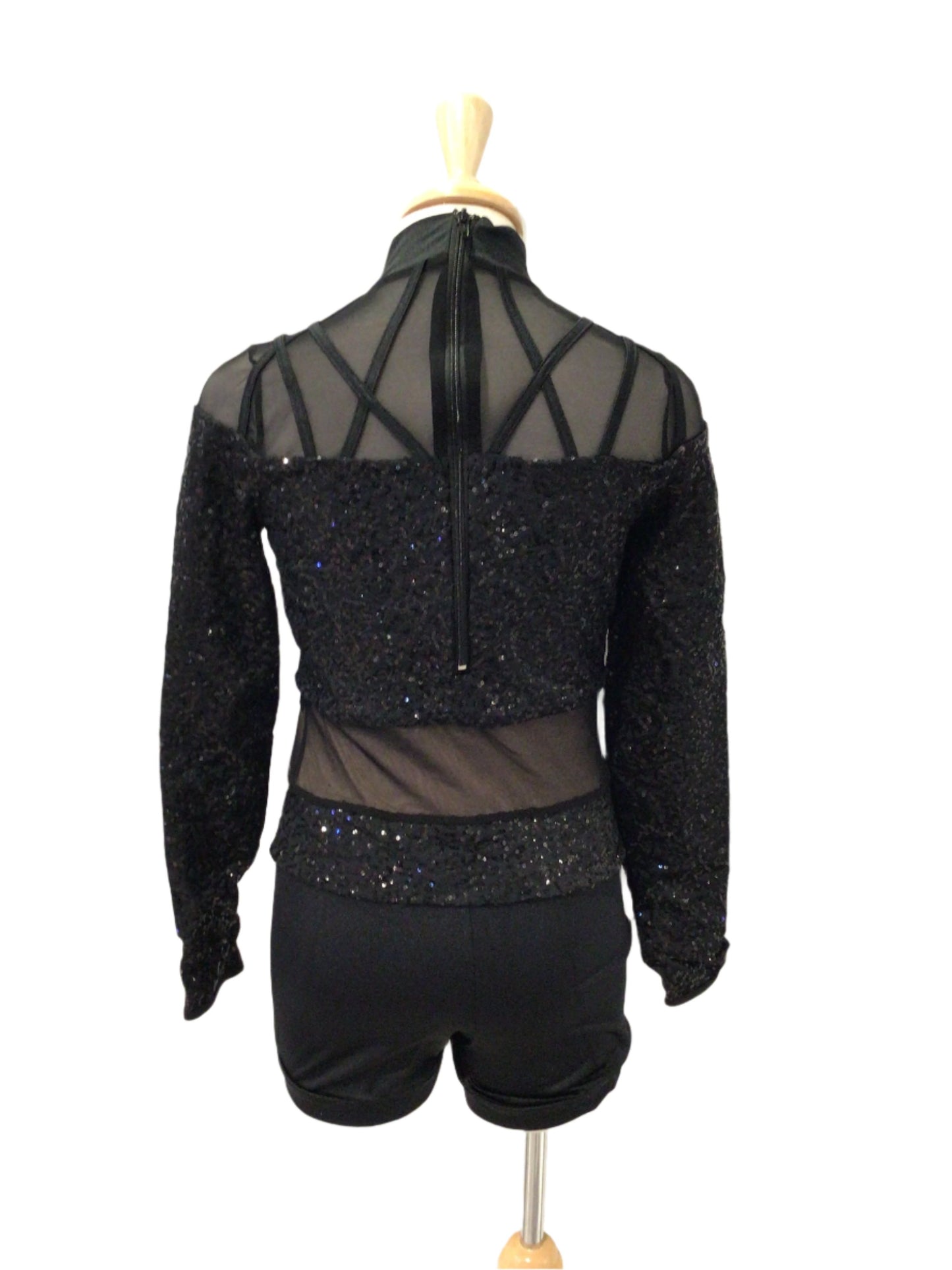 Long Sleeve High Neck Black Biketard