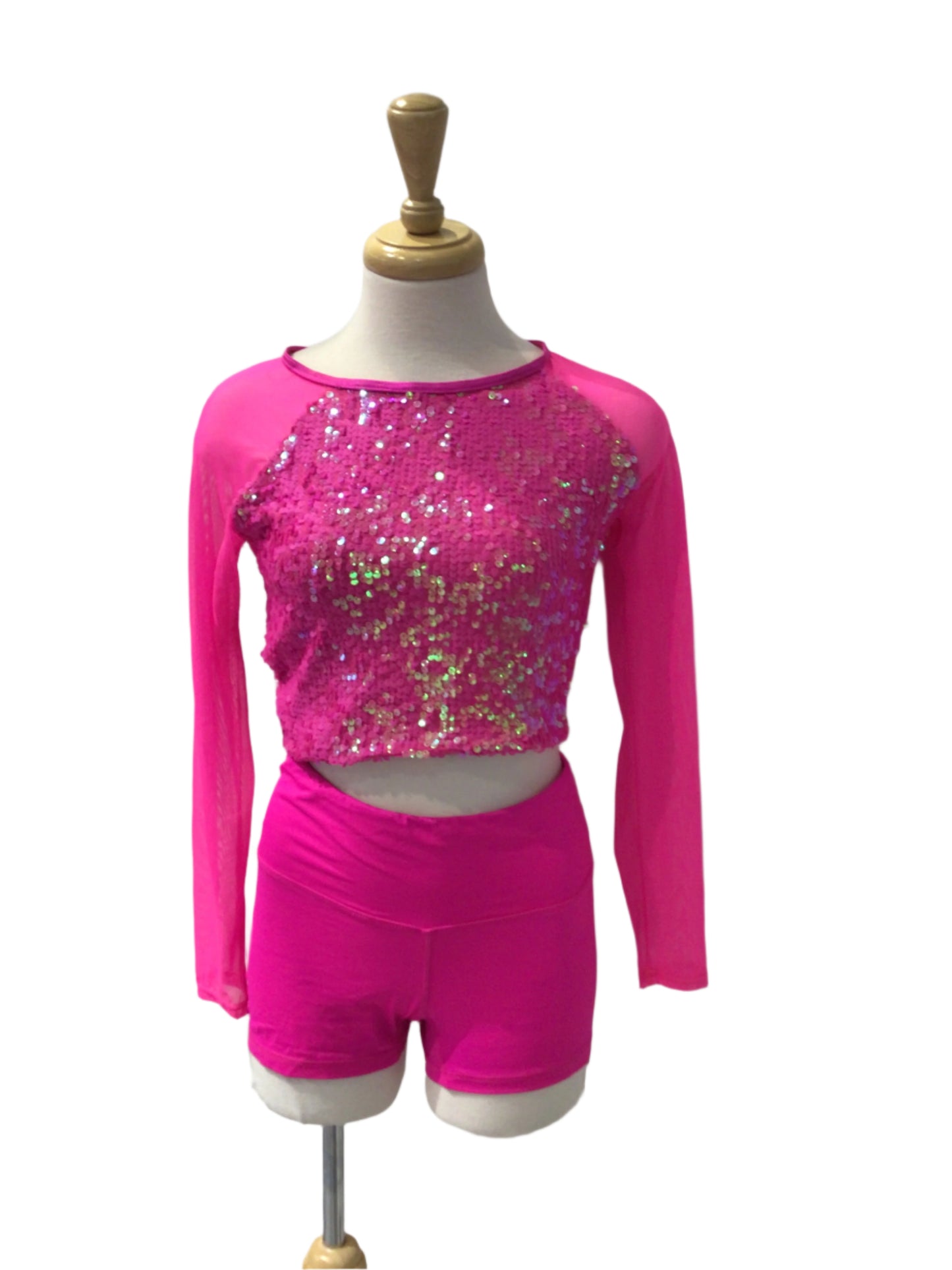 Fluorescent Pink Long Sleeve Top with Shorts