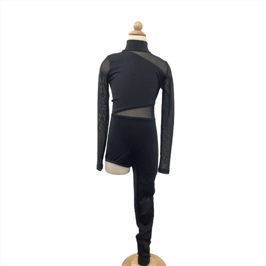 Black Long Sleeve One Leg Unitard