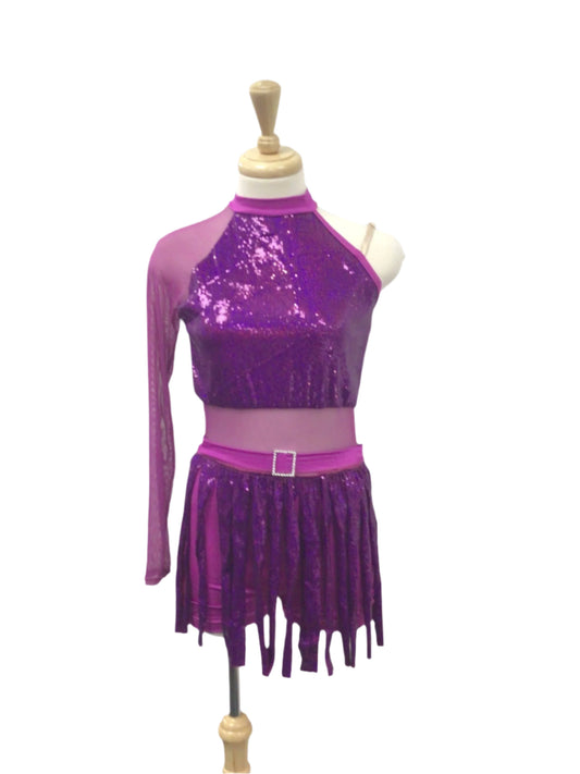 Fuchsia One Sleeve Jazz Biketard