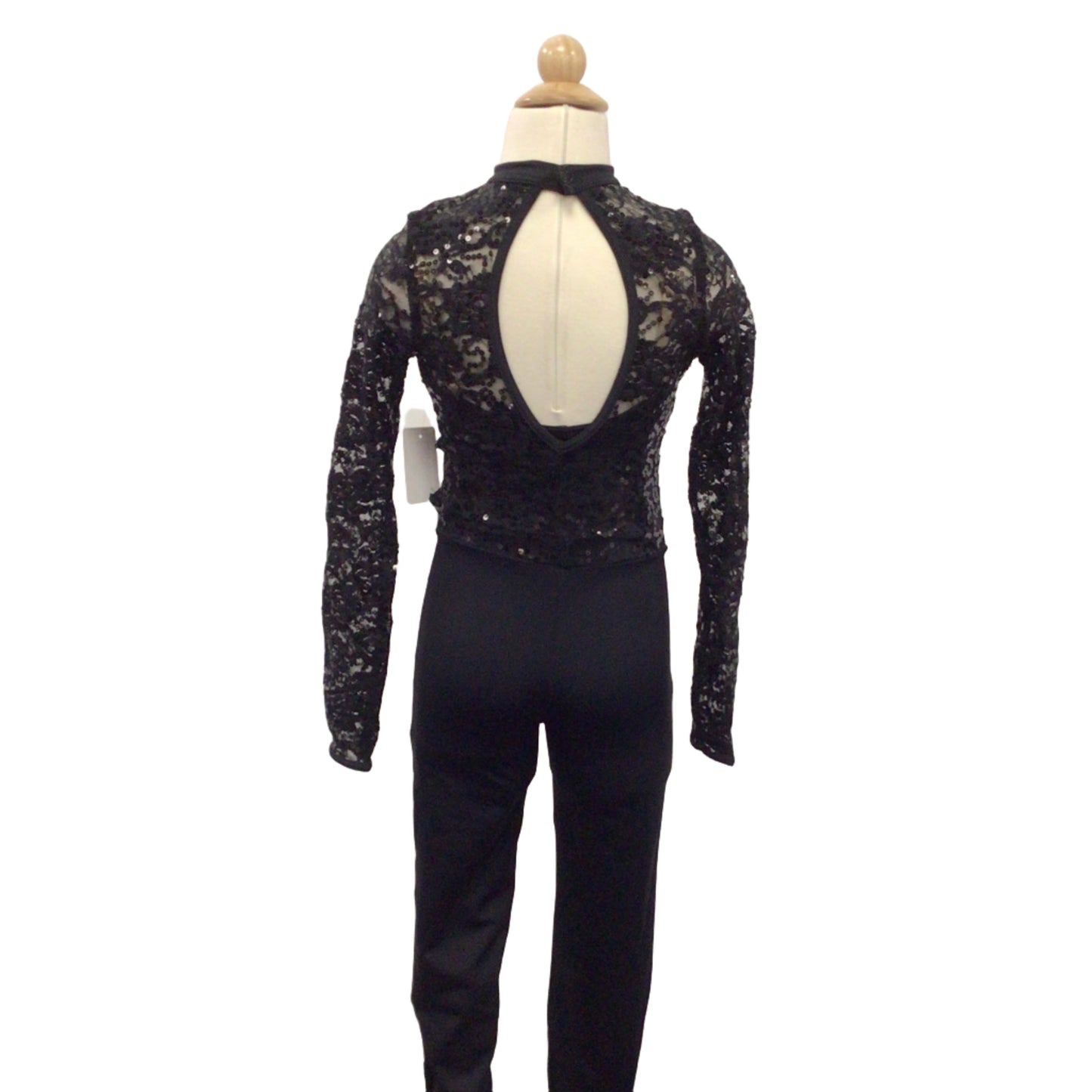 Black Long Sequin Sleeve  Unitard