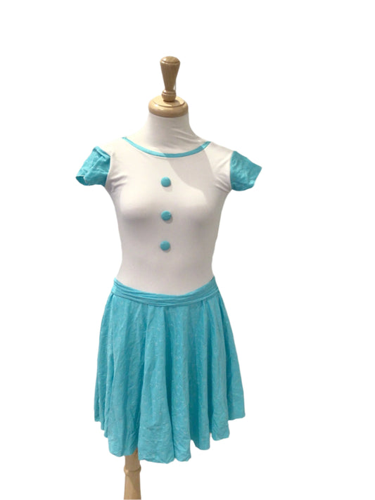 Light Teal and White Short Sleeve Dress