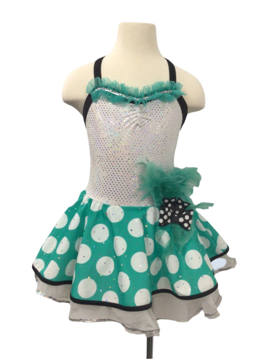 Teal and White Polka Dot Tutu