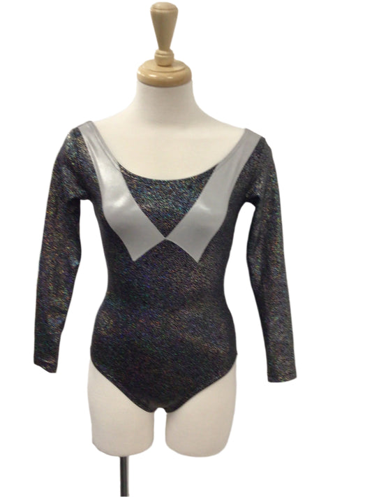 Black and Silver Long Sleeve Bodysuit