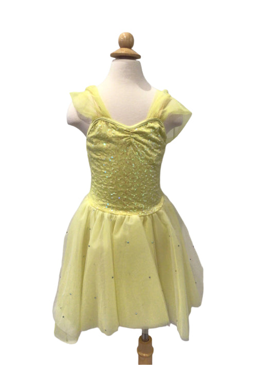 Yellow Sparkle High Low Ballet Dress