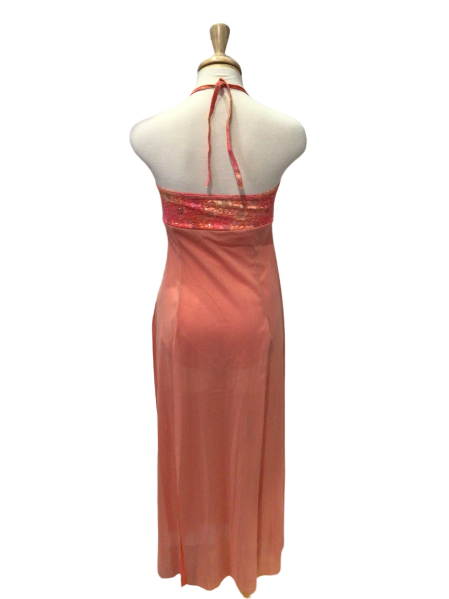 Peach Halter Long Dress