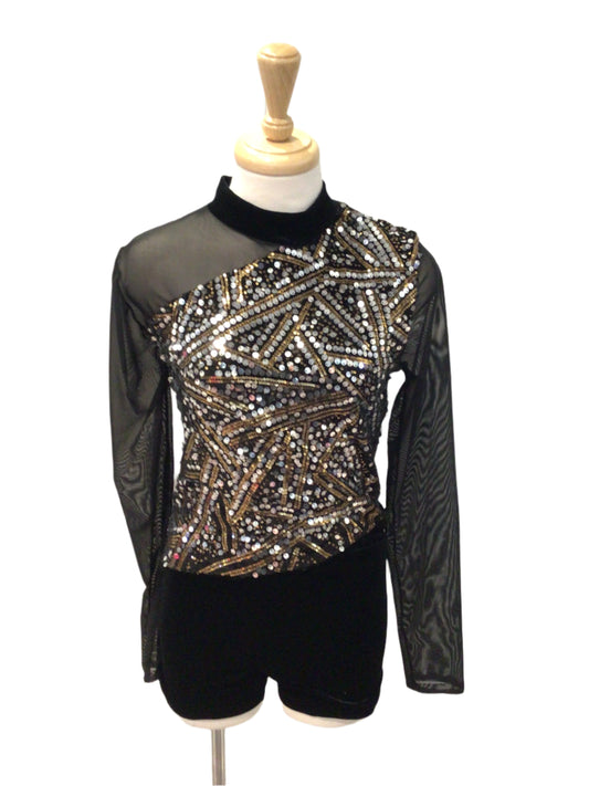 Long Sleeve Gold and Silver Biketard