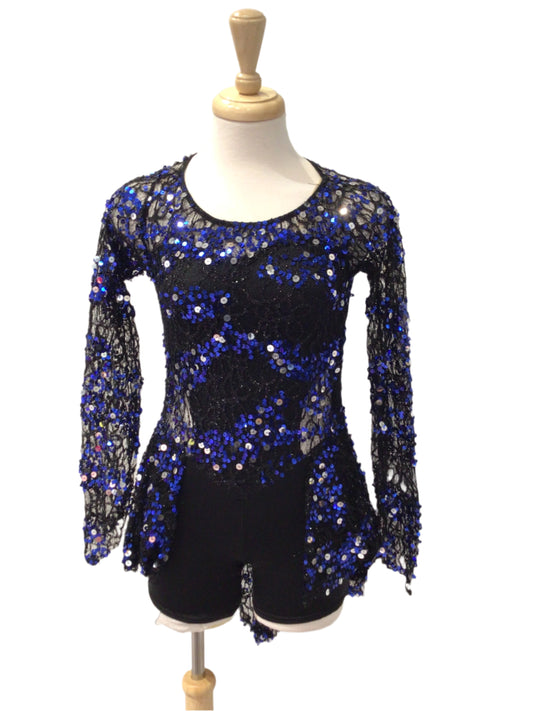 Black and Blue Long Sleeve Biketard