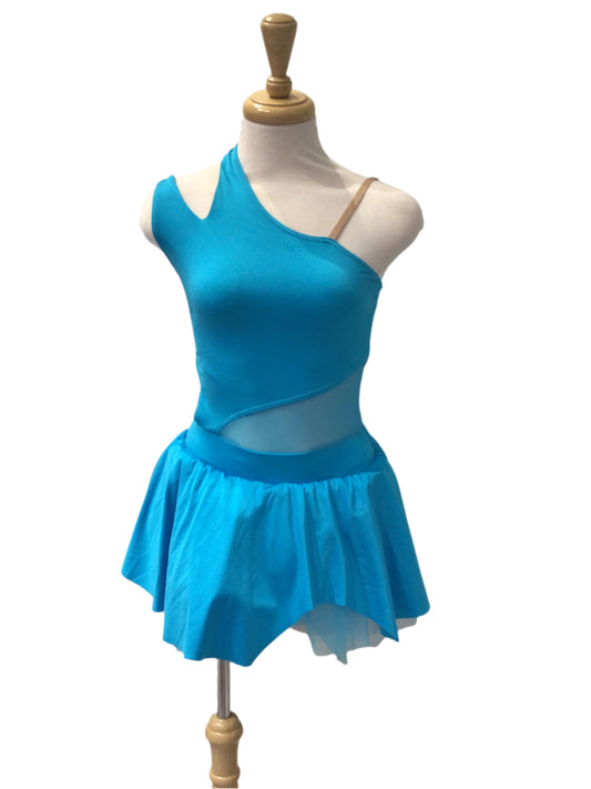Blue Short Jazz Dress with Double Straps