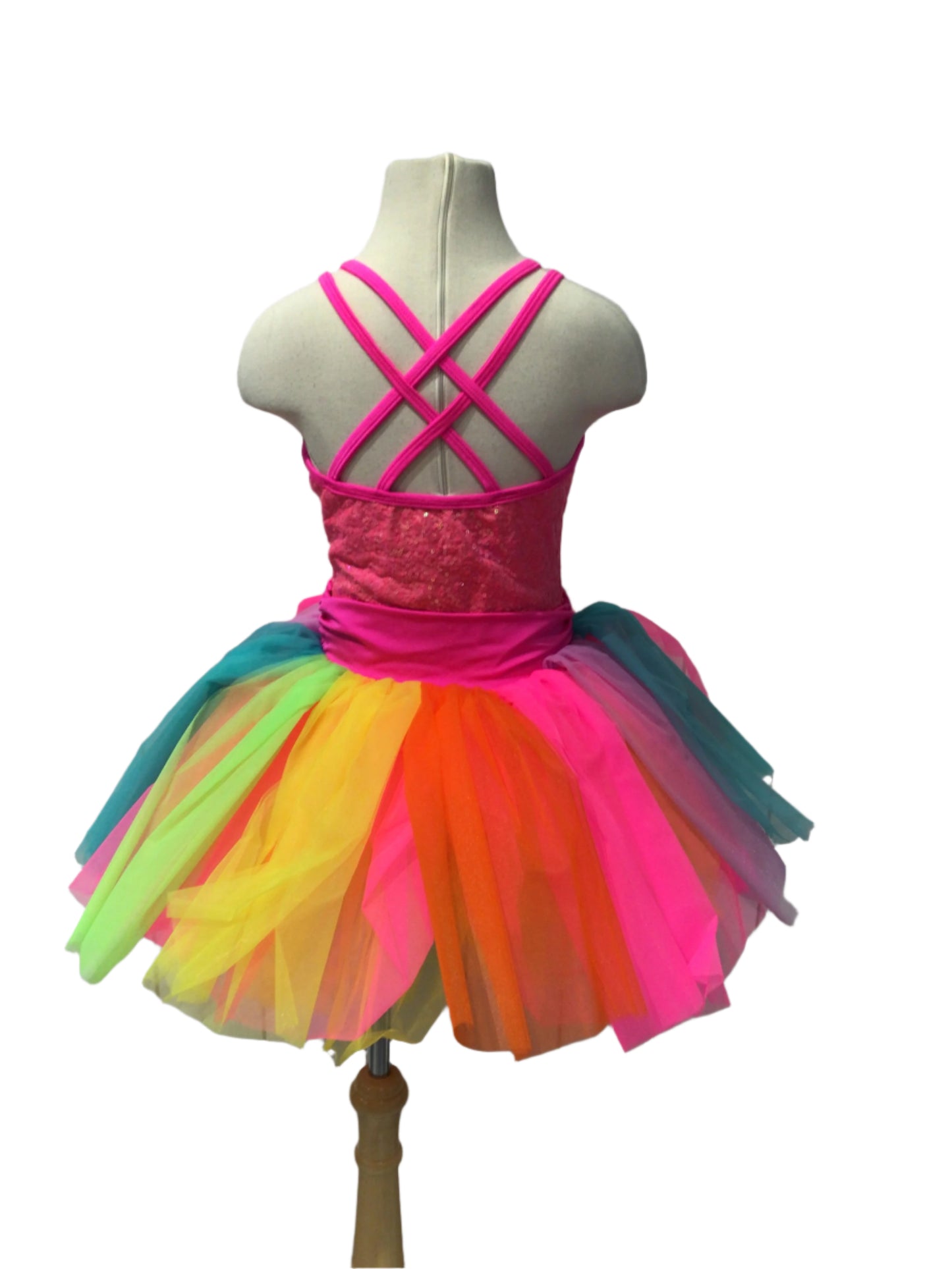 Fluorescent Pink Tutu with Rainbow