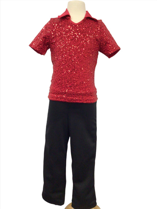 Red Sequin Jazz Shirt Costume with Pants