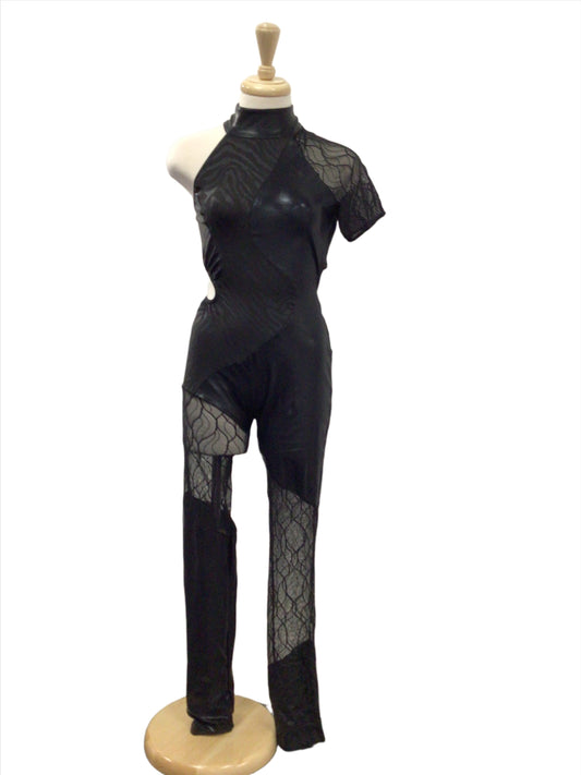 Black and Lace Abstract Unitard