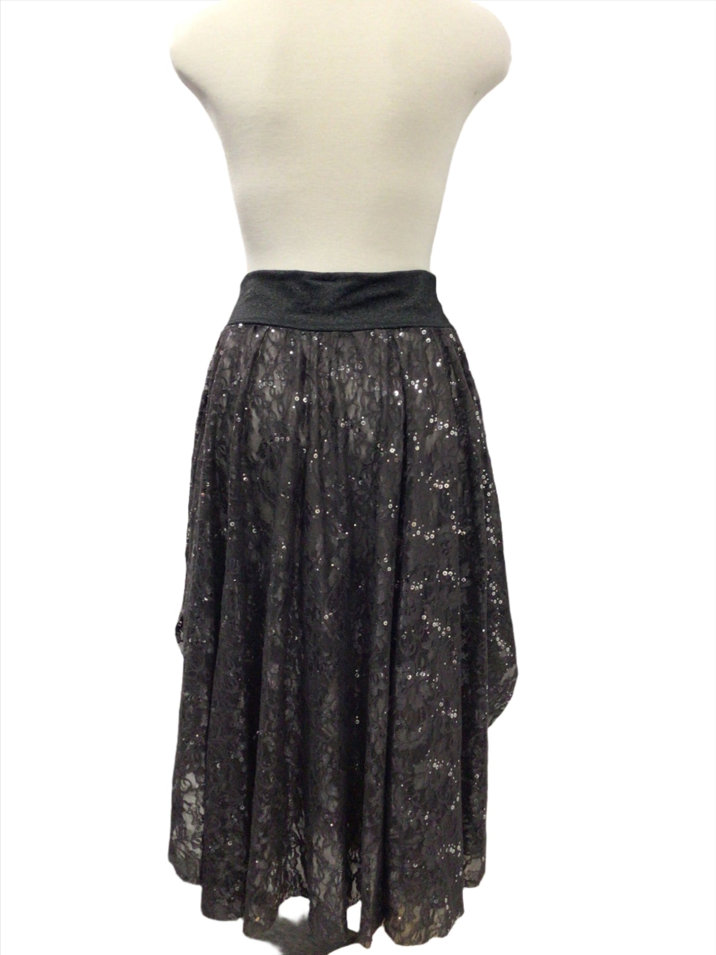 Grey Lace Sparkly Long Skirt