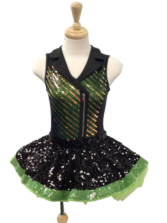 Green and Black 80s Tutu Dress