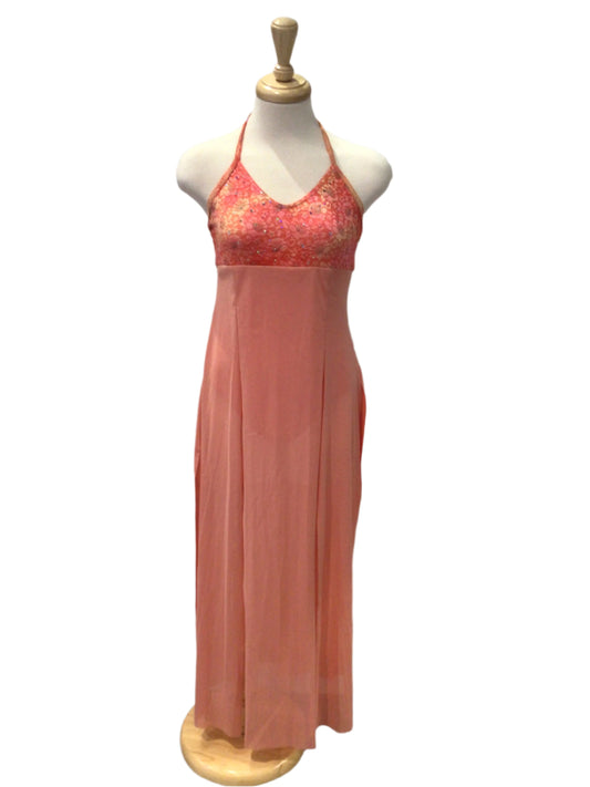 Peach Halter Long Dress