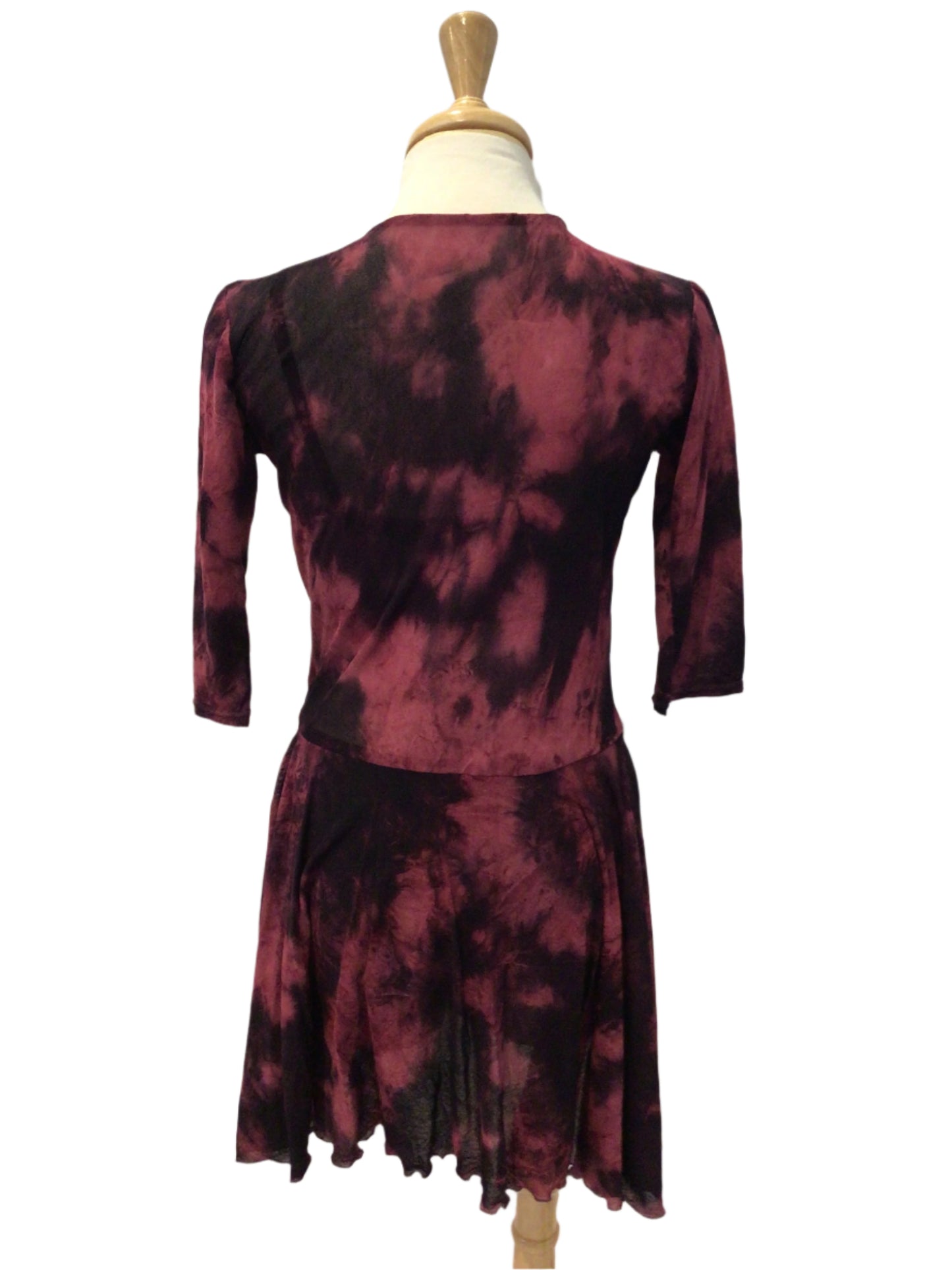Dark Pink Mesh Tie Dye Dress