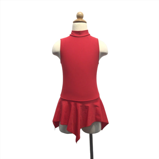 Red Lyrical Dress with Pointed Hem